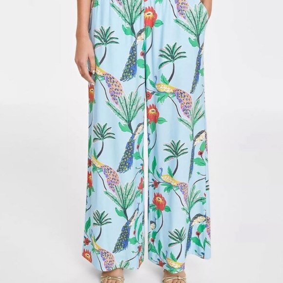 ⛔️Out Of Stock On 34th Women's Bird-Print High-Rise Wide-Leg Pants Size Large - Picture 3 of 4